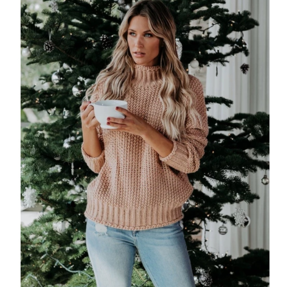 OLYMPIA Mock Neck Knit Sweater
